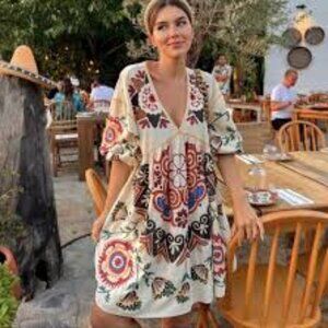 Zara Romy Embroidered Mini Dress Size Small
